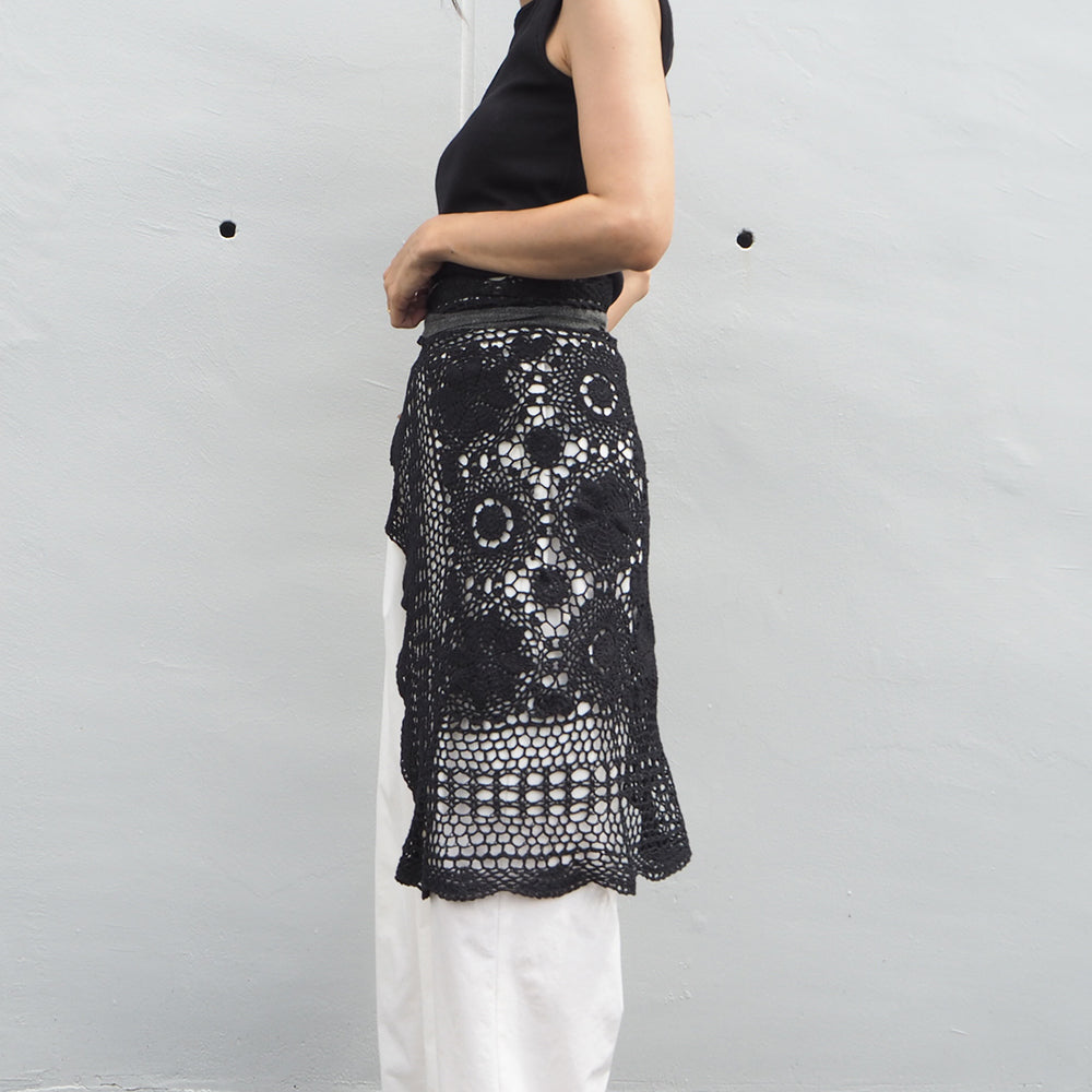 Vintage Lace Wrap Skirt _ Black 4