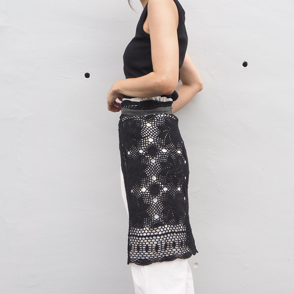 Vintage Lace Wrap Skirt _ Black 7