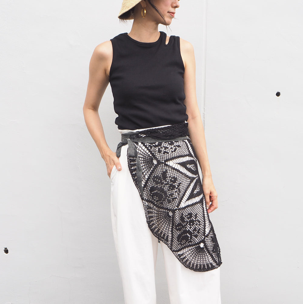 Vintage Lace Wrap Skirt _ Black 14