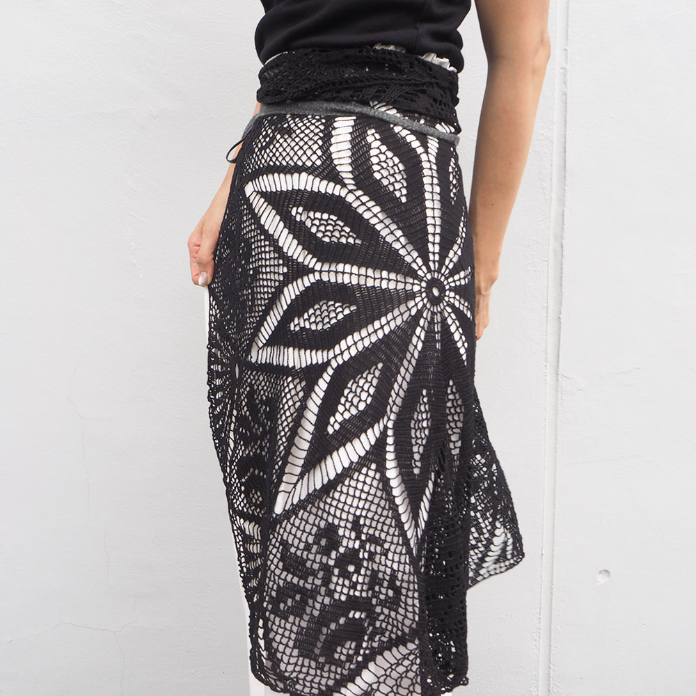 Vintage Lace Wrap Skirt _ Black 14