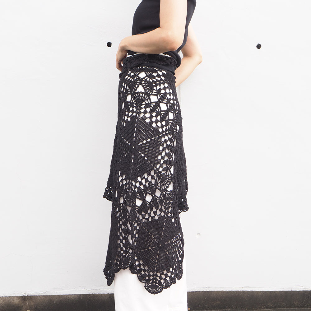 Vintage Lace Wrap Skirt _ Black 17
