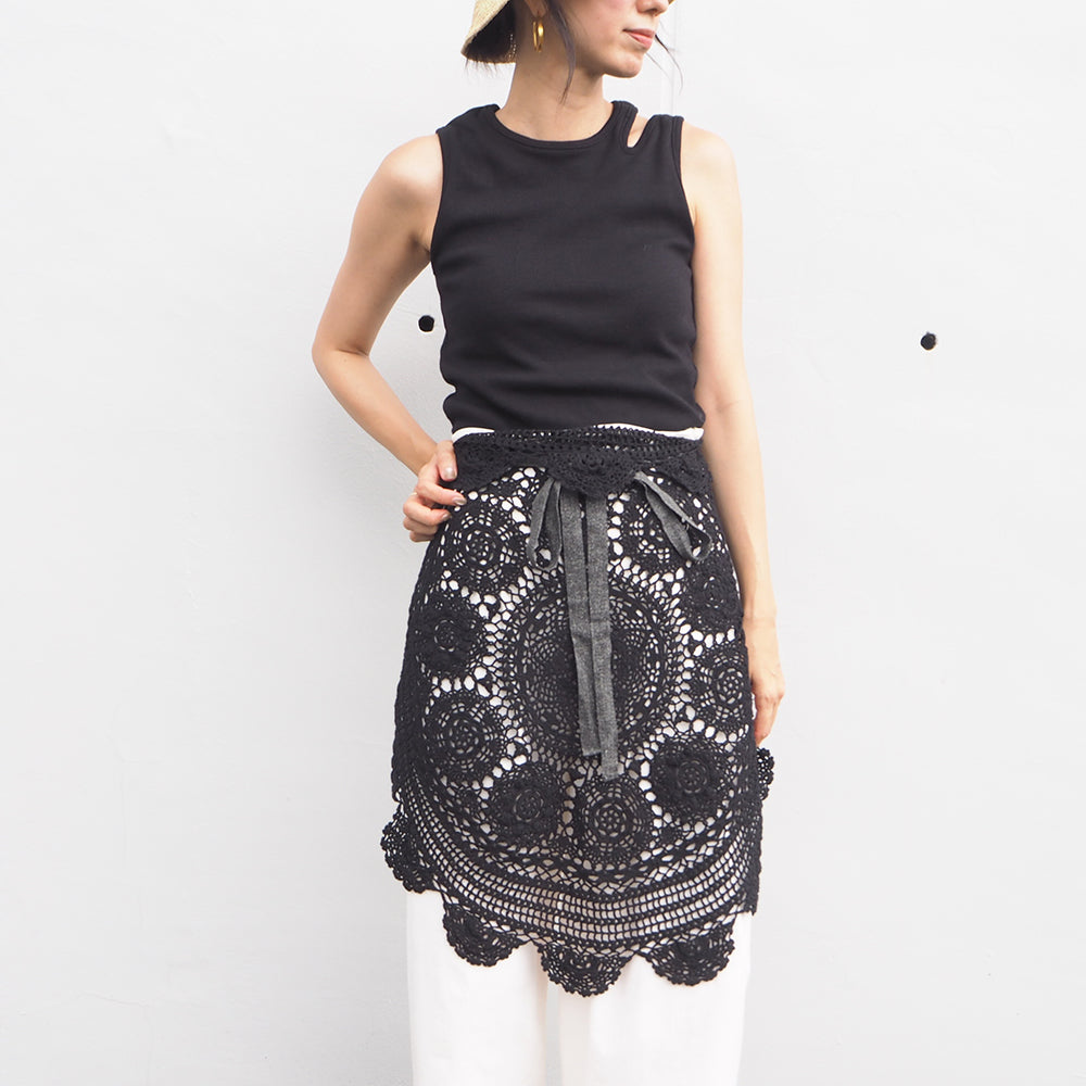 Vintage Lace Wrap Skirt _ Black 18