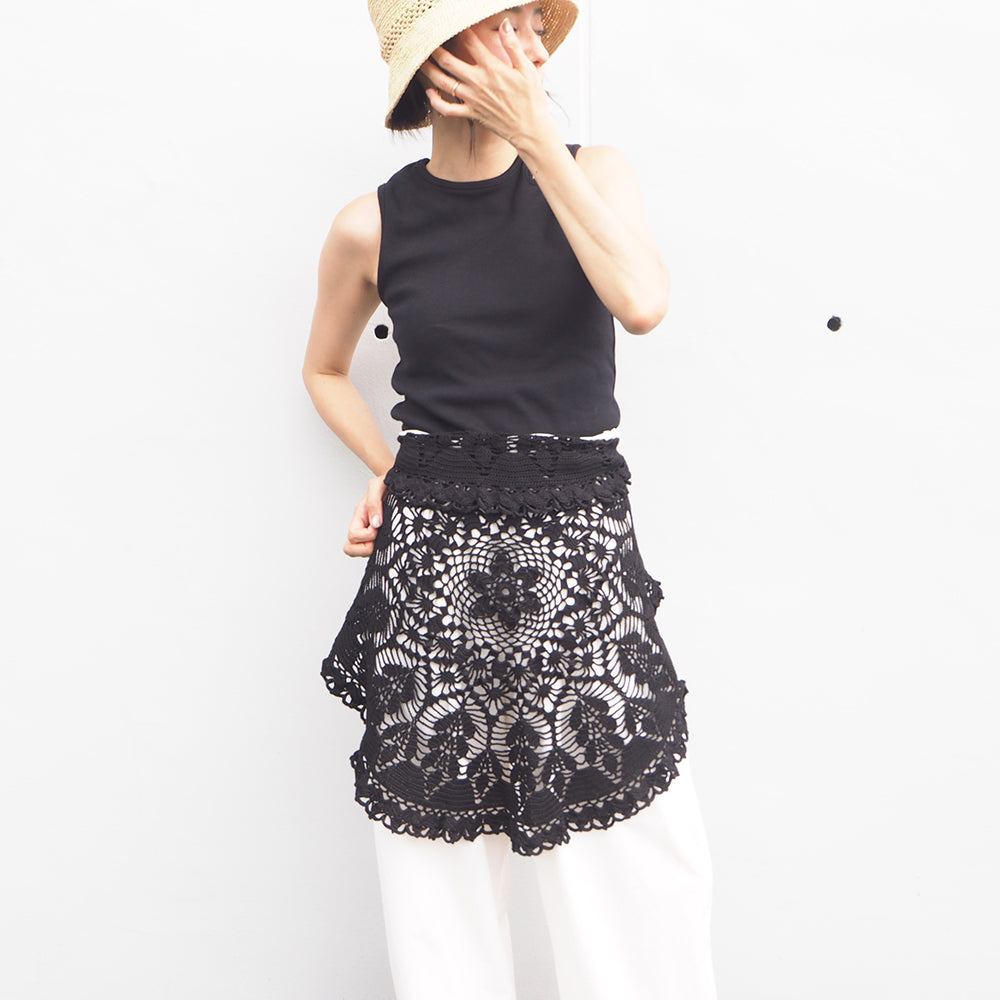 Vintage Lace Wrap Skirt _ Black 19