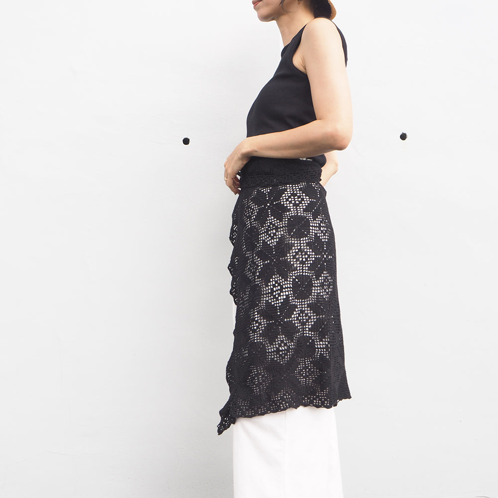 Vintage Lace Wrap Skirt _ Black 21