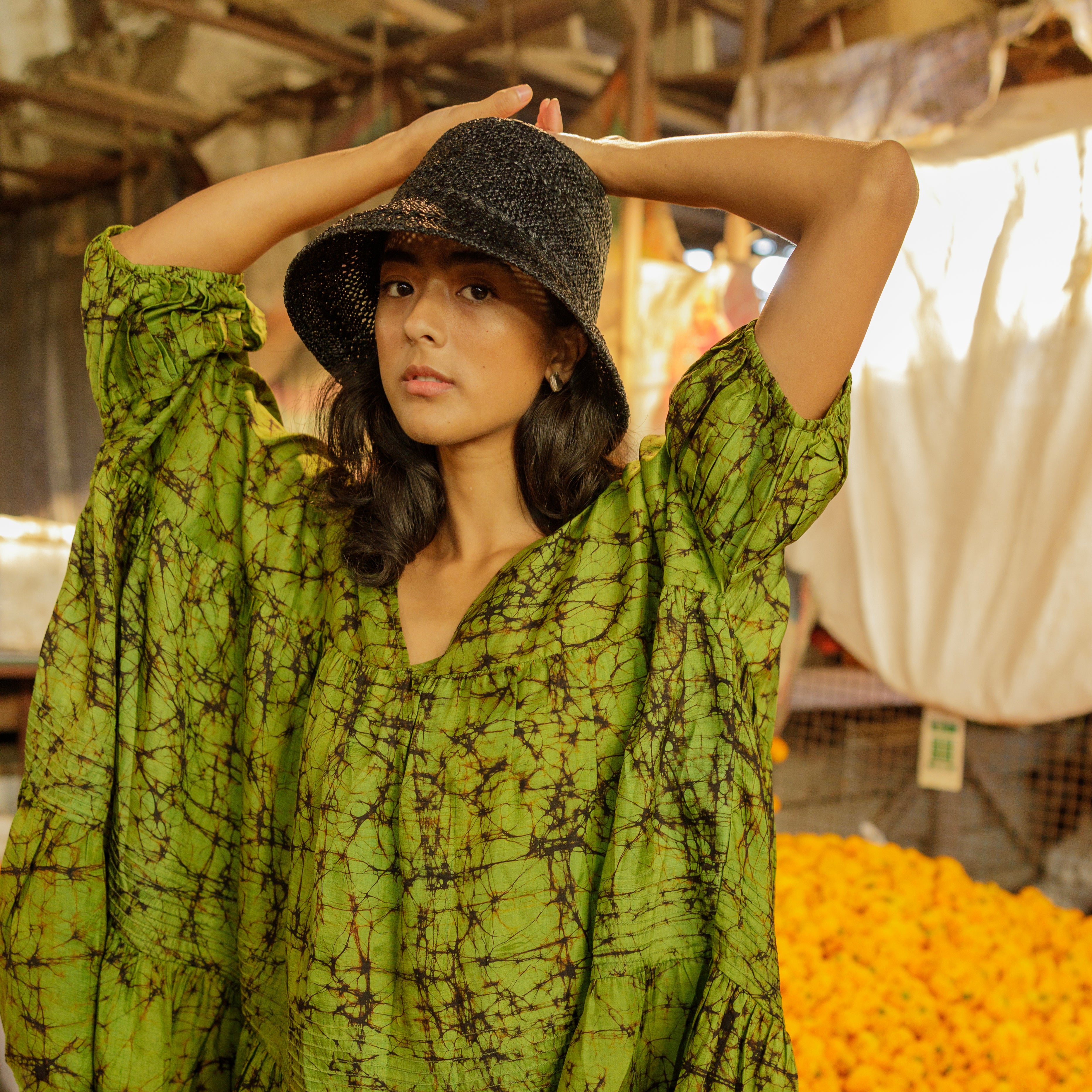 Vintage Raffia Bucket