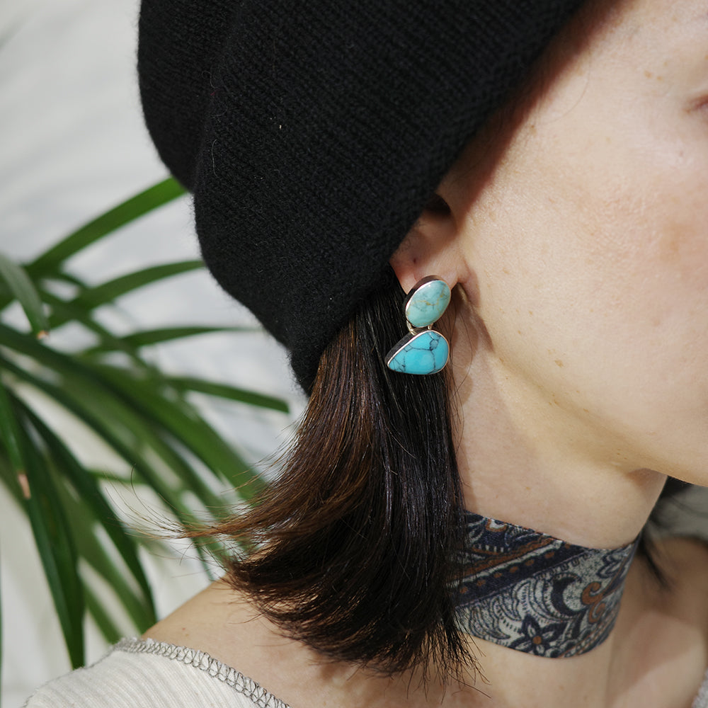 Pendientes vintage de plata y turquesa