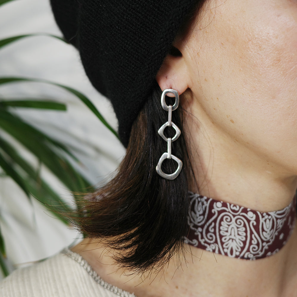 Vintage Silver Swing Square Earring