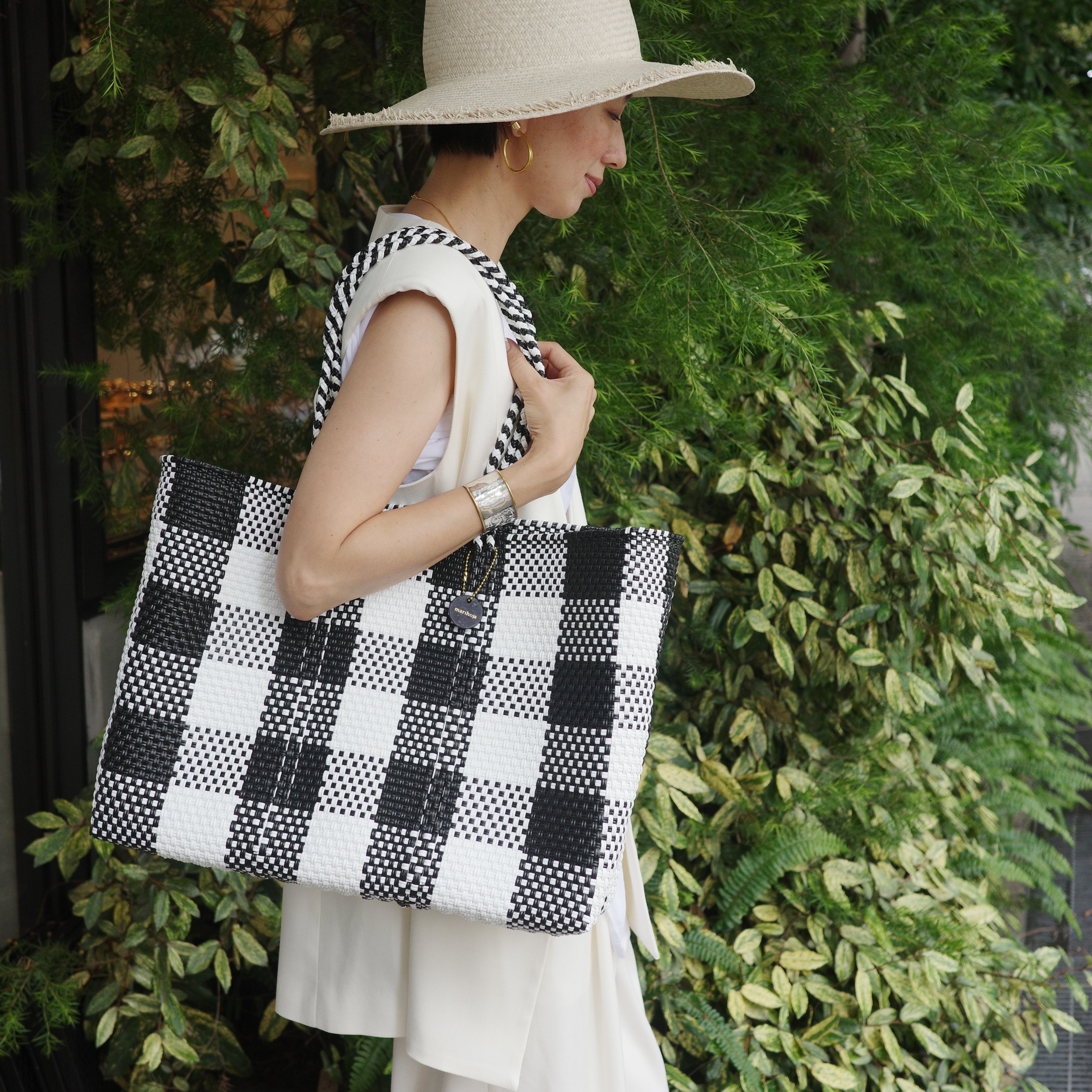 Mercado Bag Isabel (Long handle)Black check