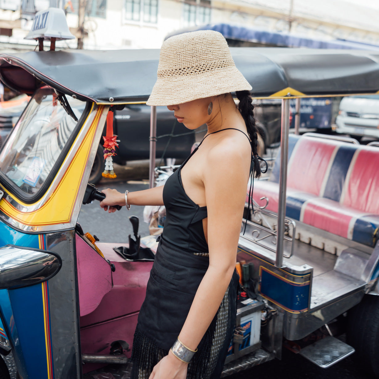 Raffia Lace Line Bucket