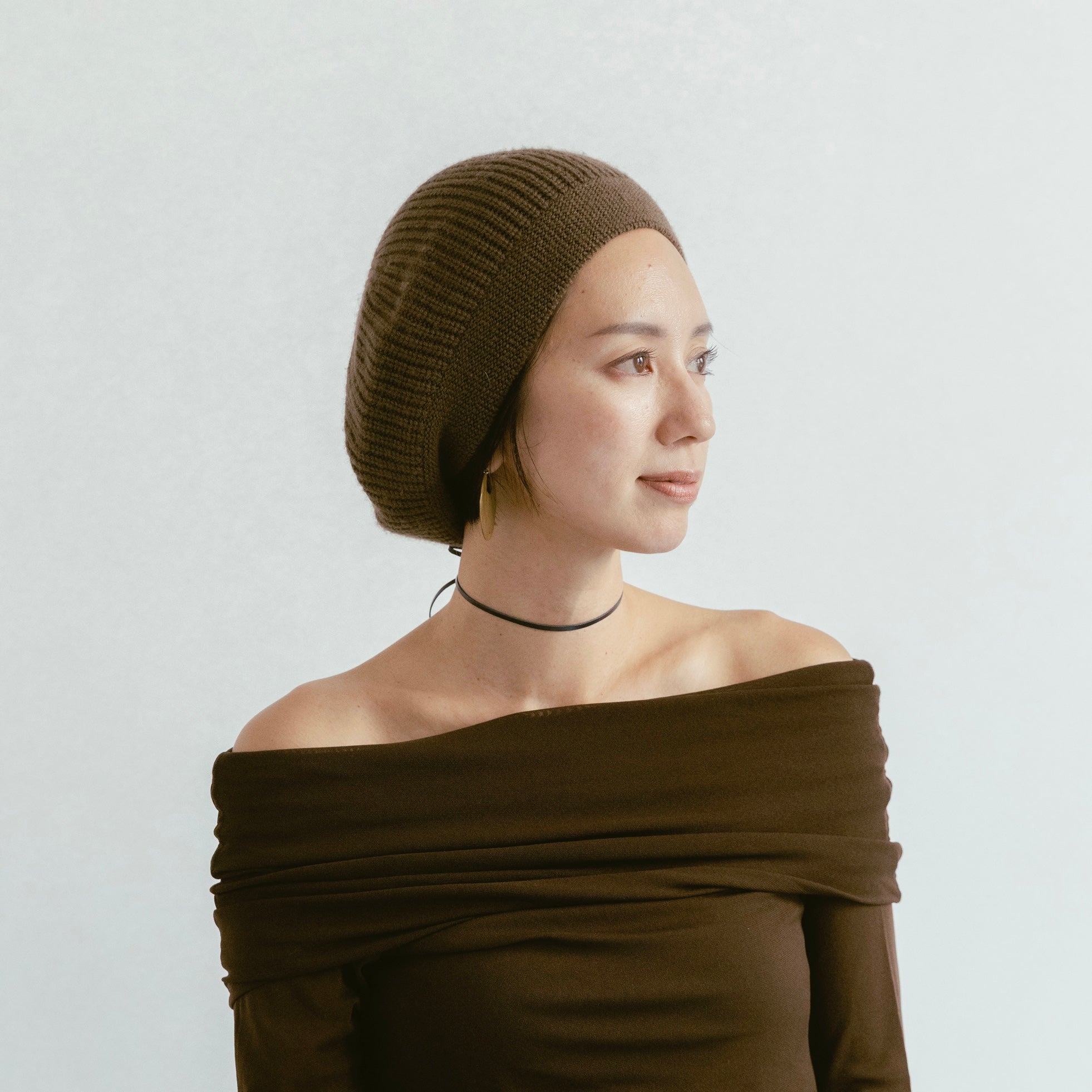 Relaxed Knit Ribbed Beret