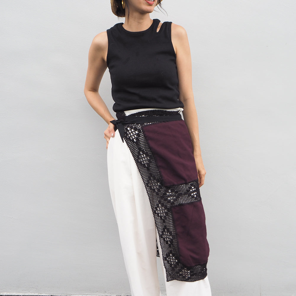 Vintage Lace Wrap Skirt _ Black 29