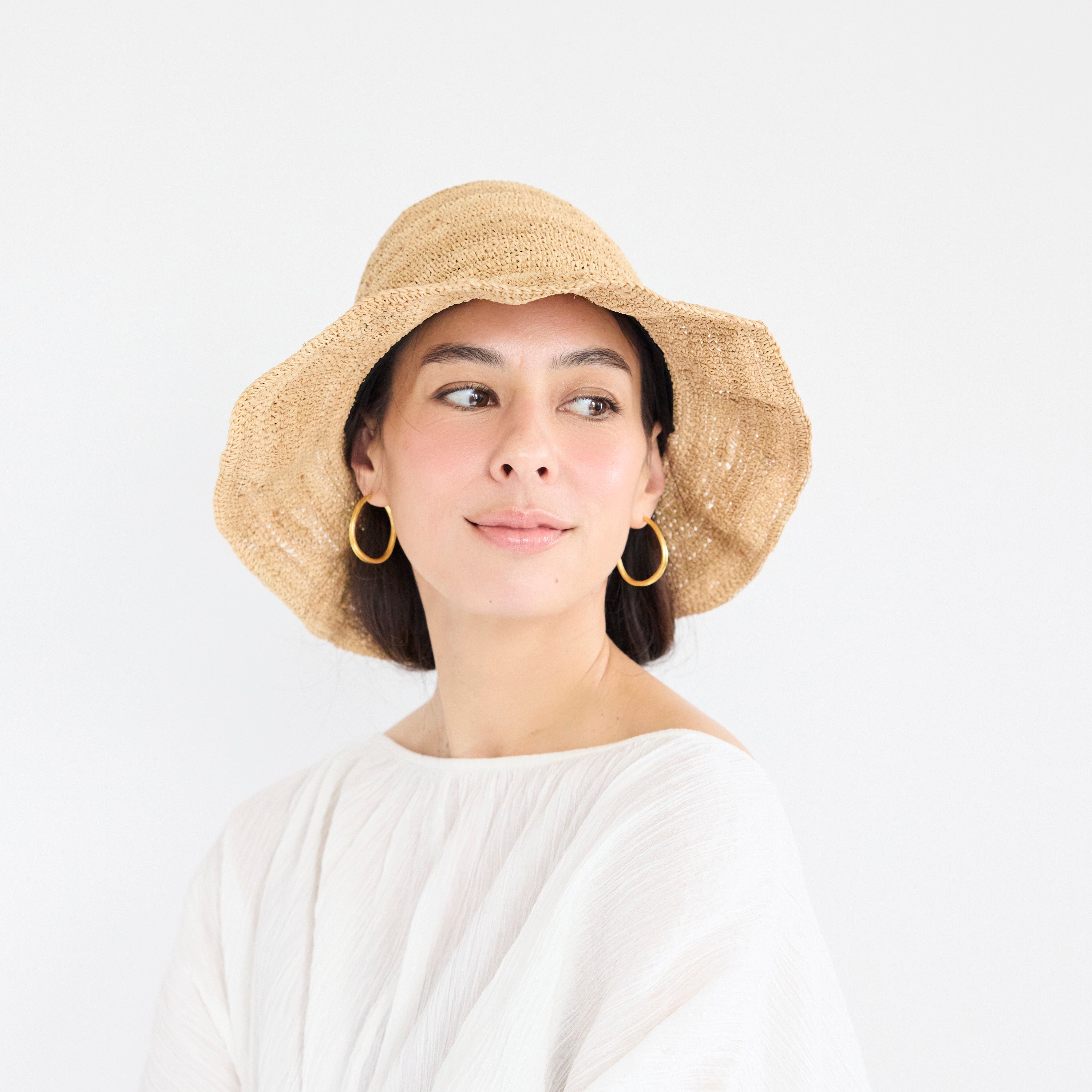 Weave Raffia Frill Tulip Hat
