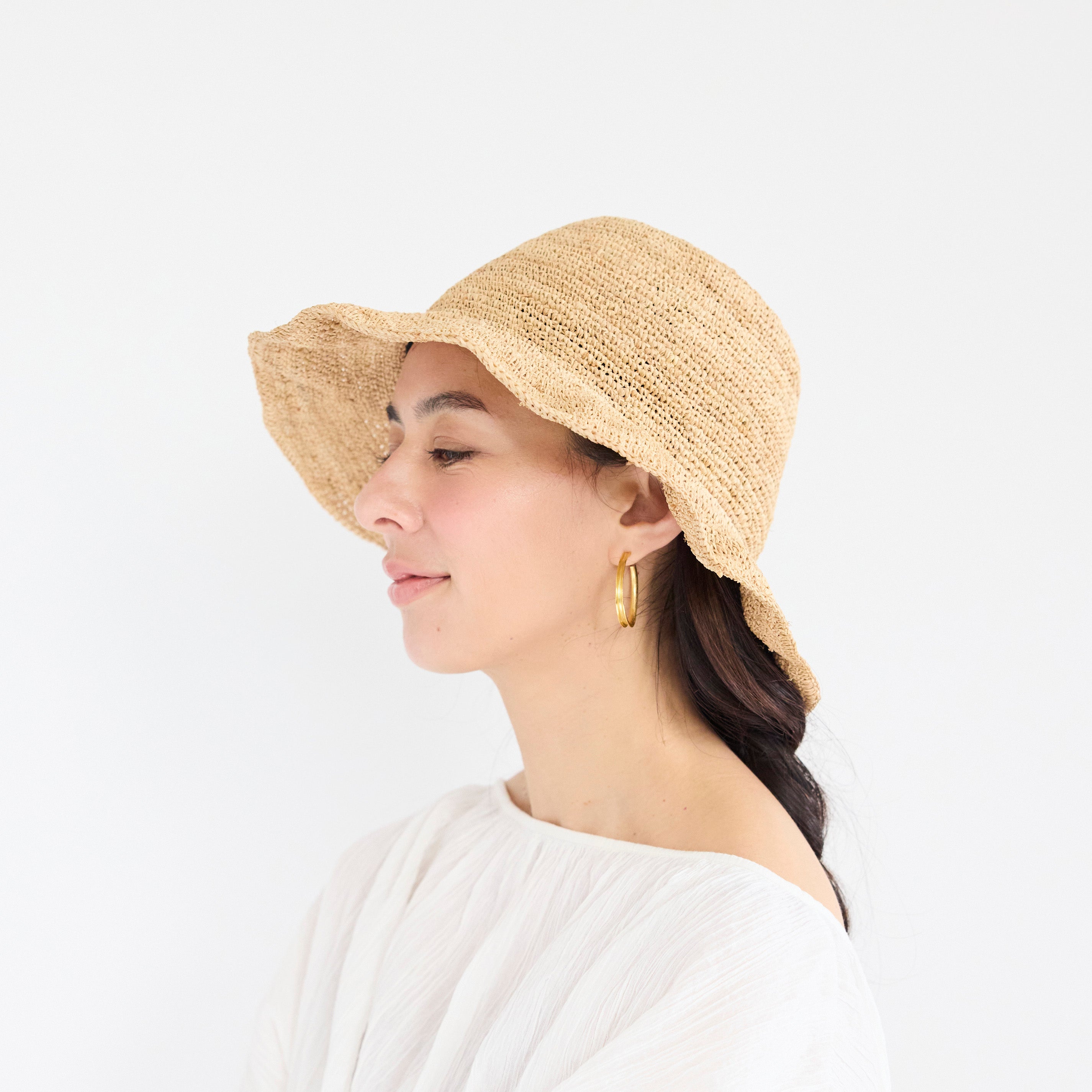 Weave Raffia Frill Tulip Hat