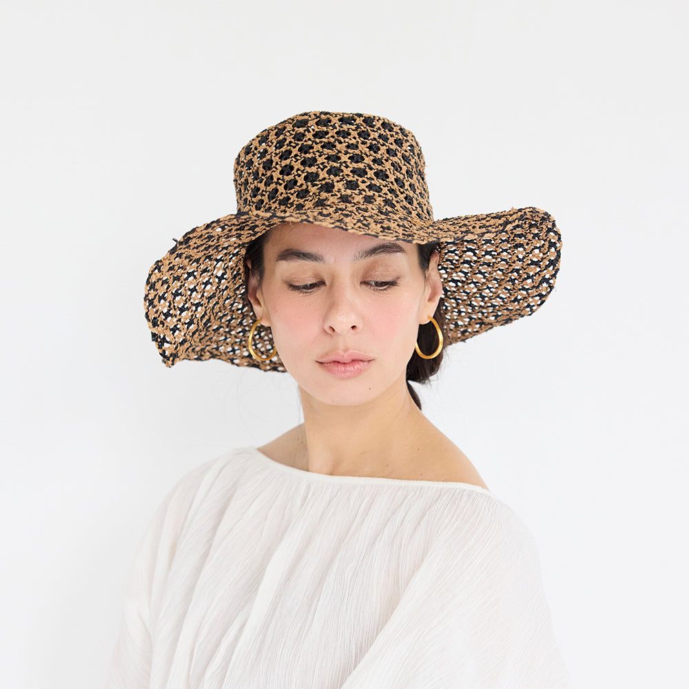 Two-tone Braid Wide Hat