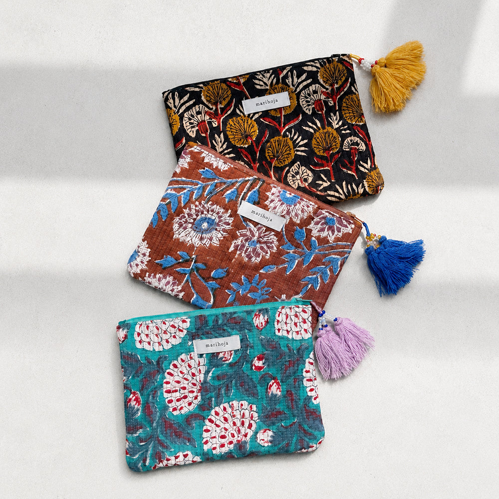Block Print Kantha Flat Pouch