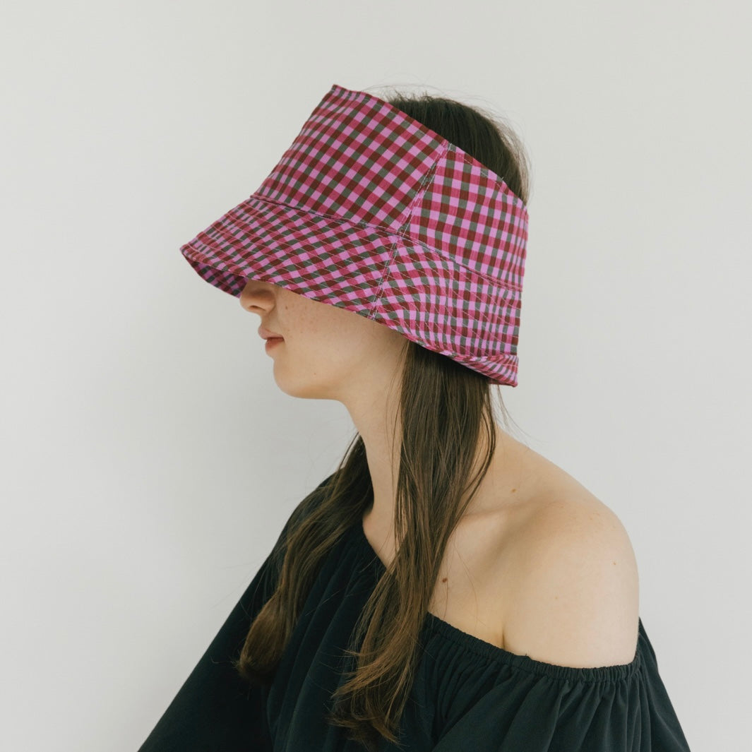 Gingham Visor Hat