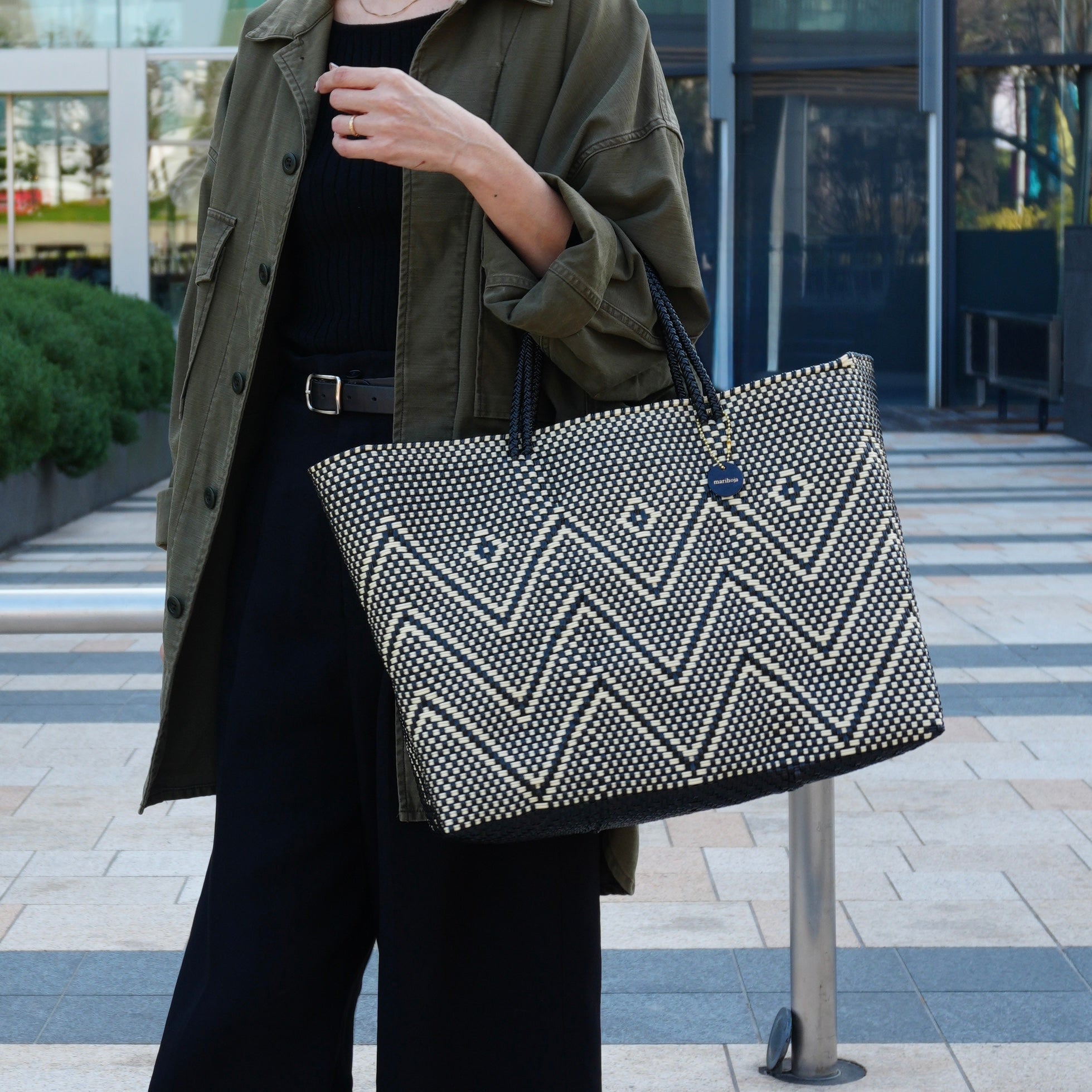 Mercado Bag " Isabel " / Black&Cream Black