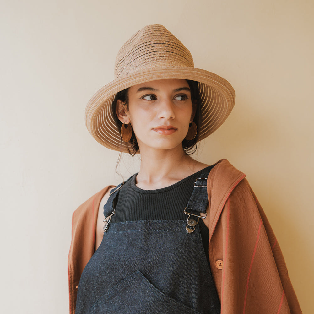 初売り旅行 Braid Paper Sheer Hat Brim Down 帽子