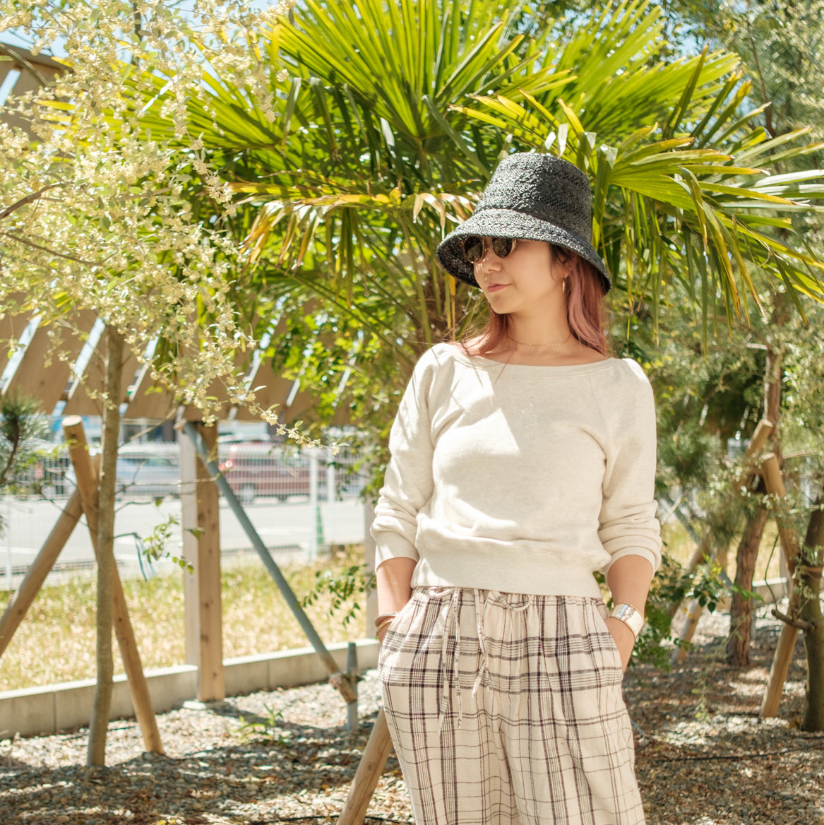 Vintage Lace Raffia  Bucket