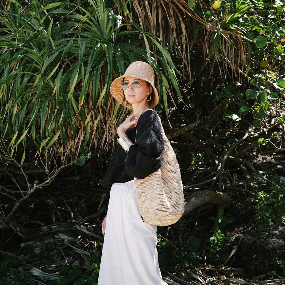 Raffia Crochet Round Bag