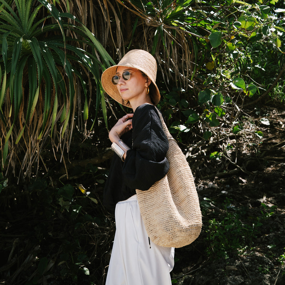 Raffia Crochet Round Bag