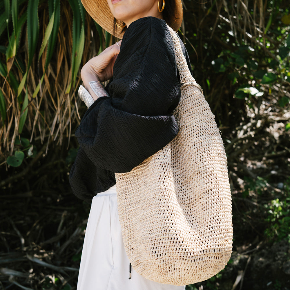 Raffia Crochet Round Bag