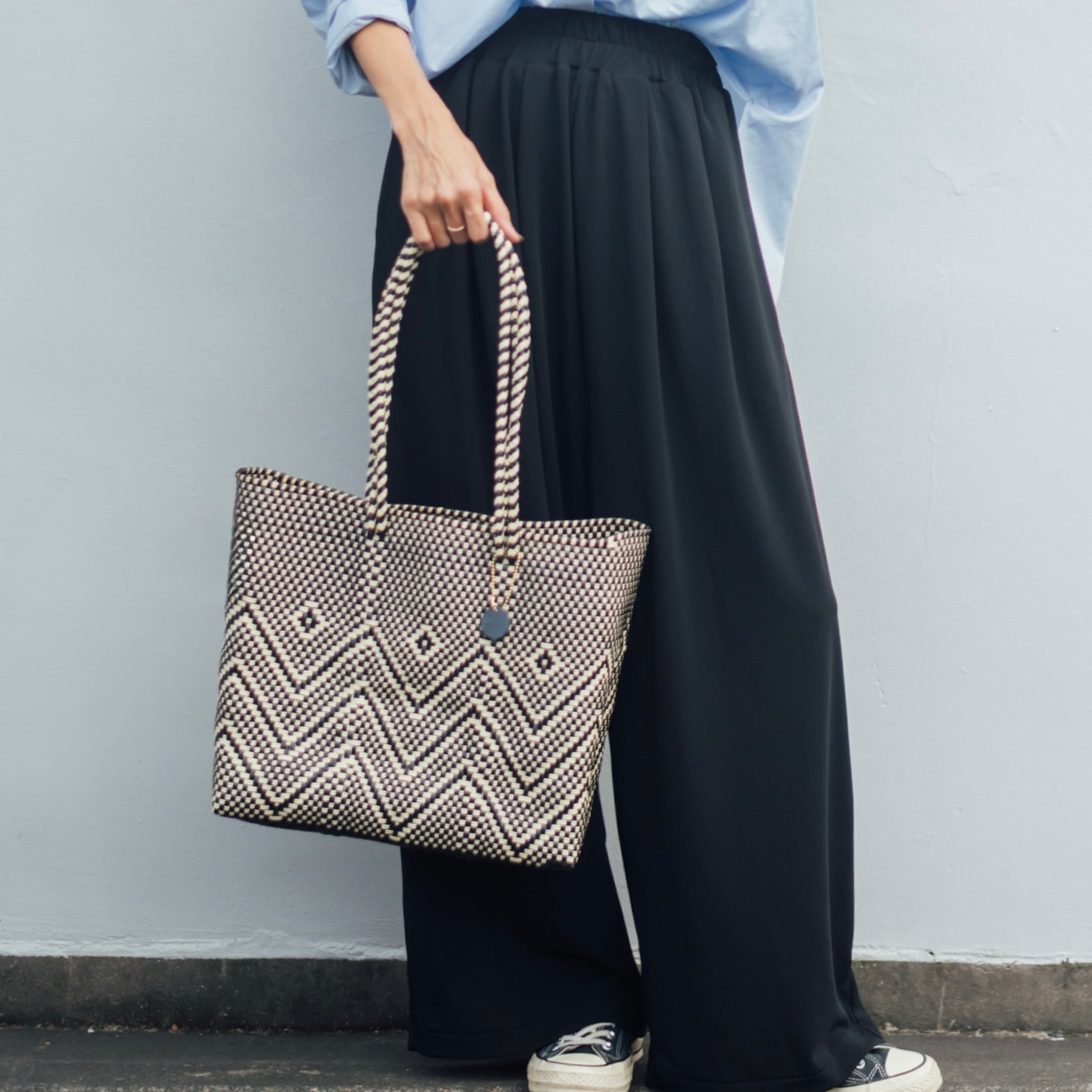 Mercado Bag Amaria Long -Black&Cream-