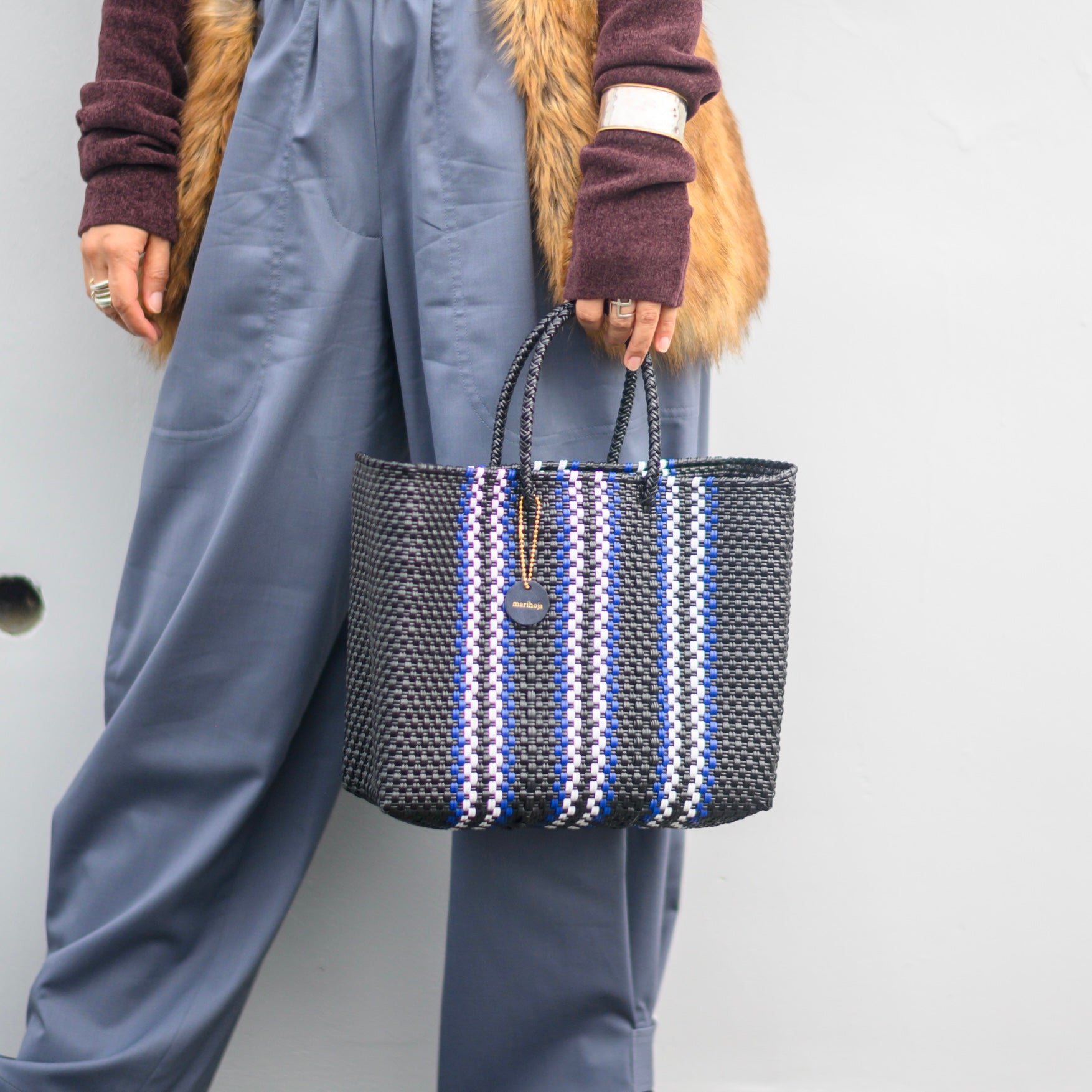 Mercado Bag Bianca -Blue Stripe-