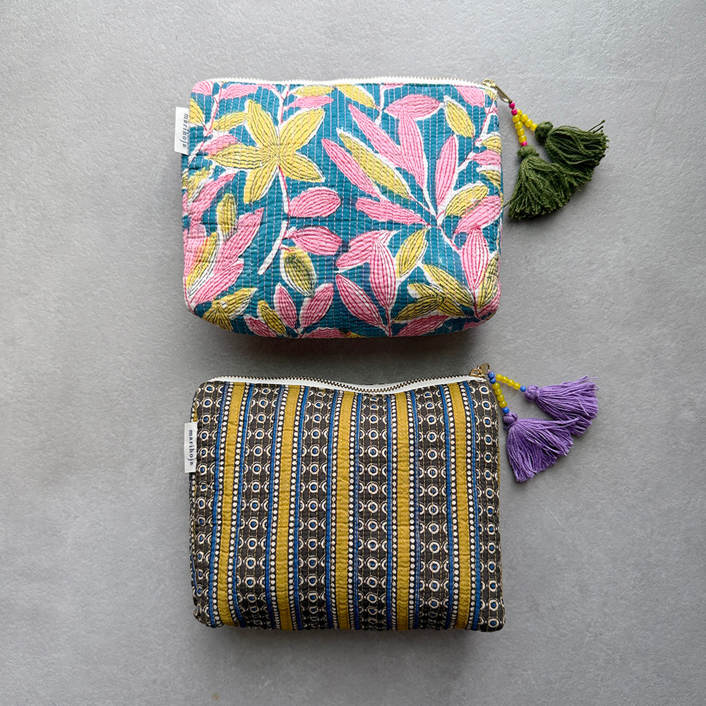 Block Print Kantha Bottom Pouch