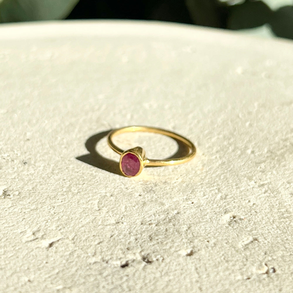 Natural Stone Ring 【Red Quotes 10】
