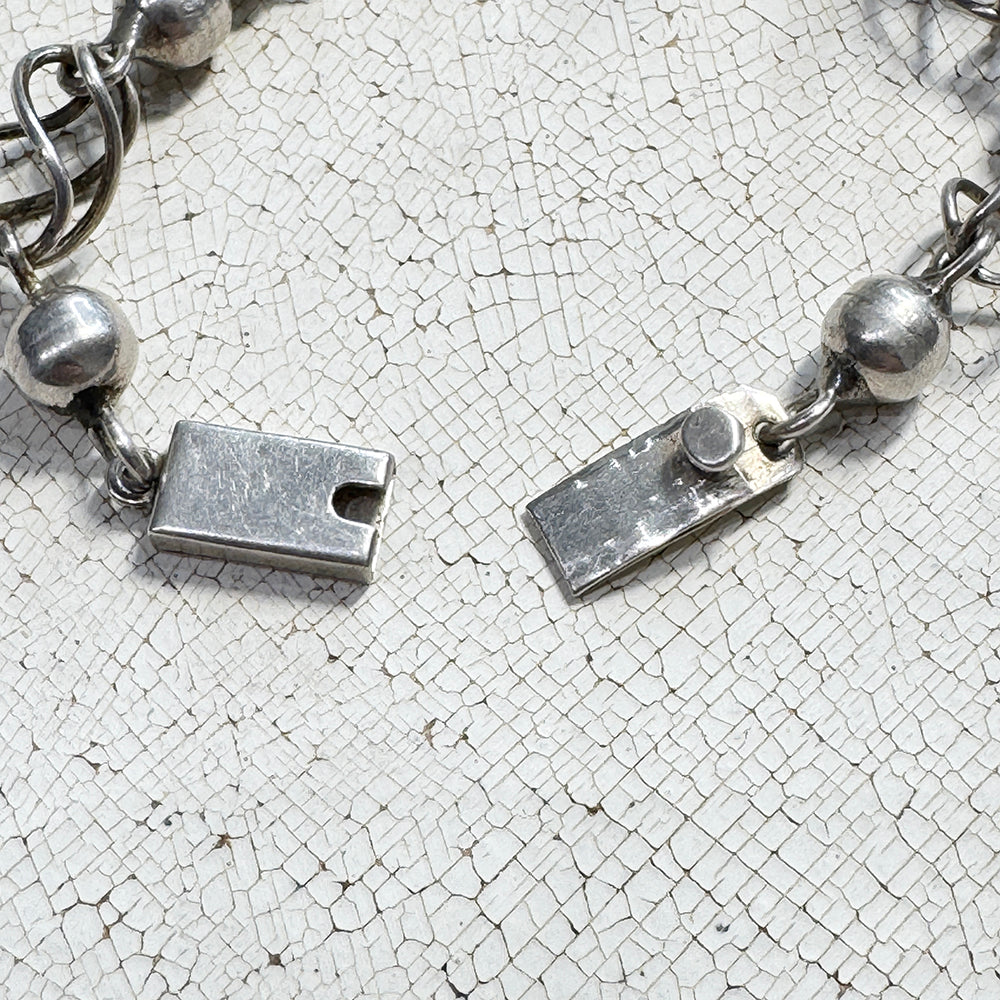Pulsera de Bolas de Eslabones de Cadena de Plata Mexicana