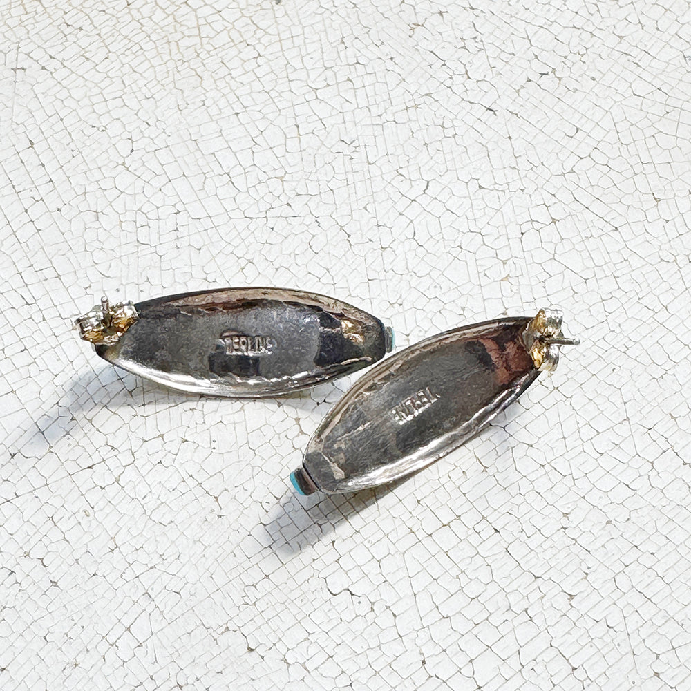 Vintage Silver Triple Stone Earrings