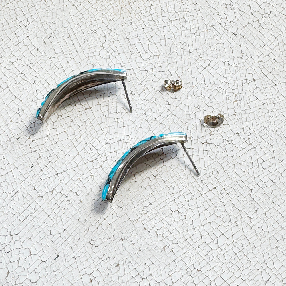 Vintage Silver Triple Stone Earrings