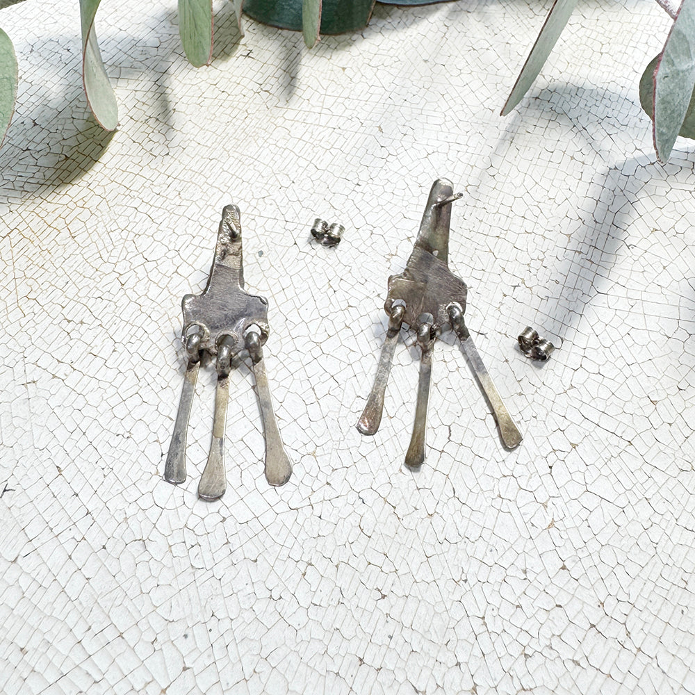 Pendientes Vintage Plata Triple Piedra