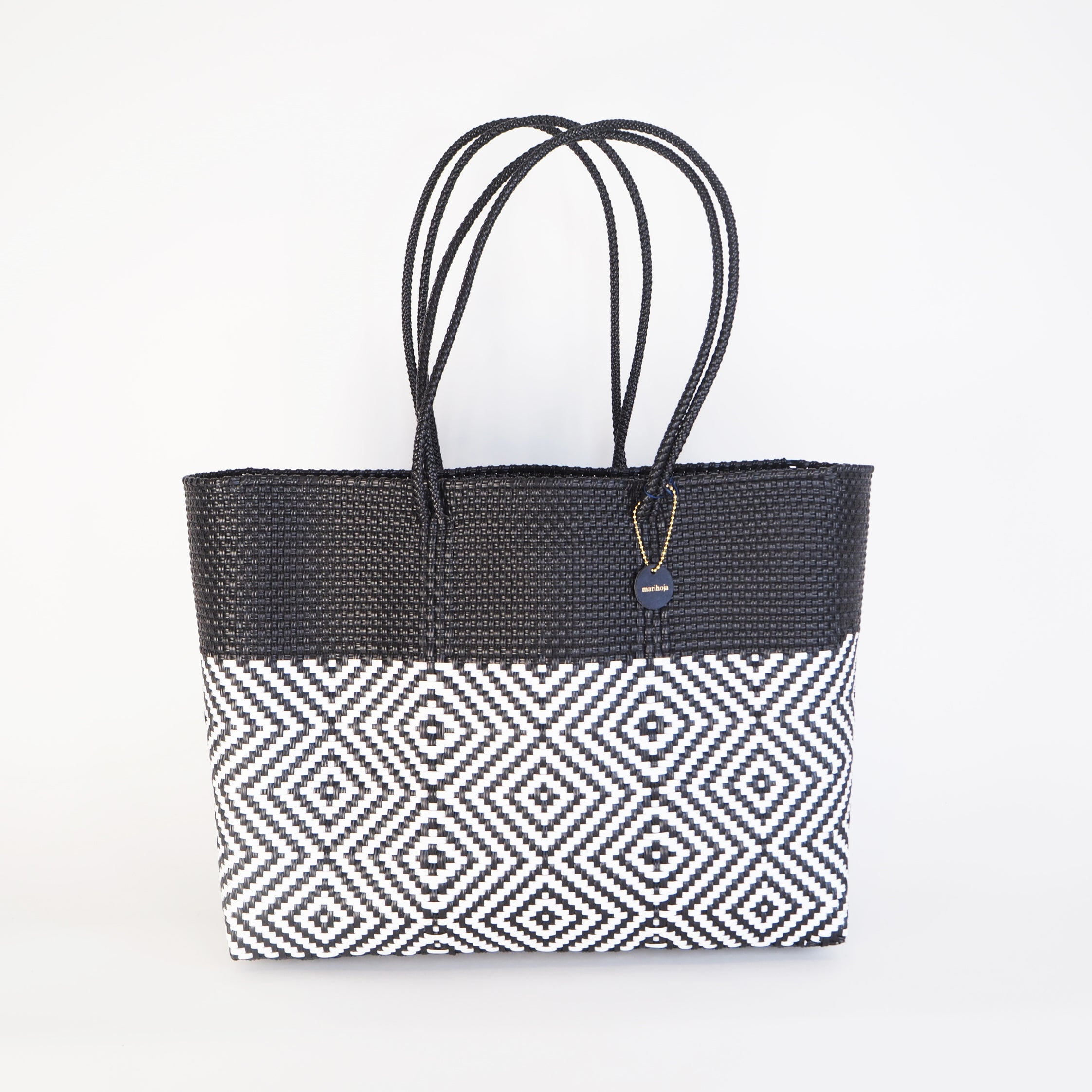 Mercado Bag Isabel  (Long handle)　Black × White