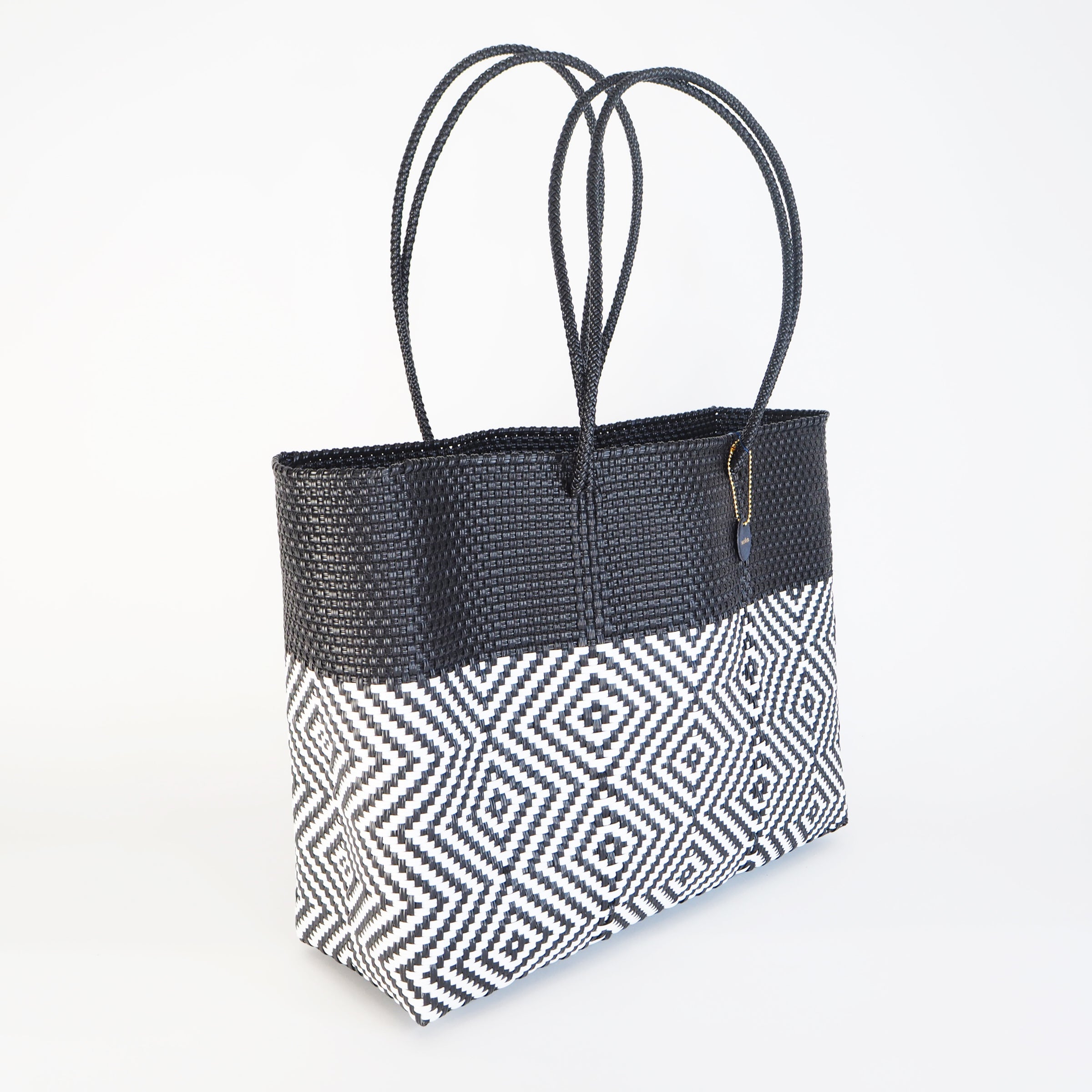 Mercado Bag Isabel  (Long handle)　Black × White