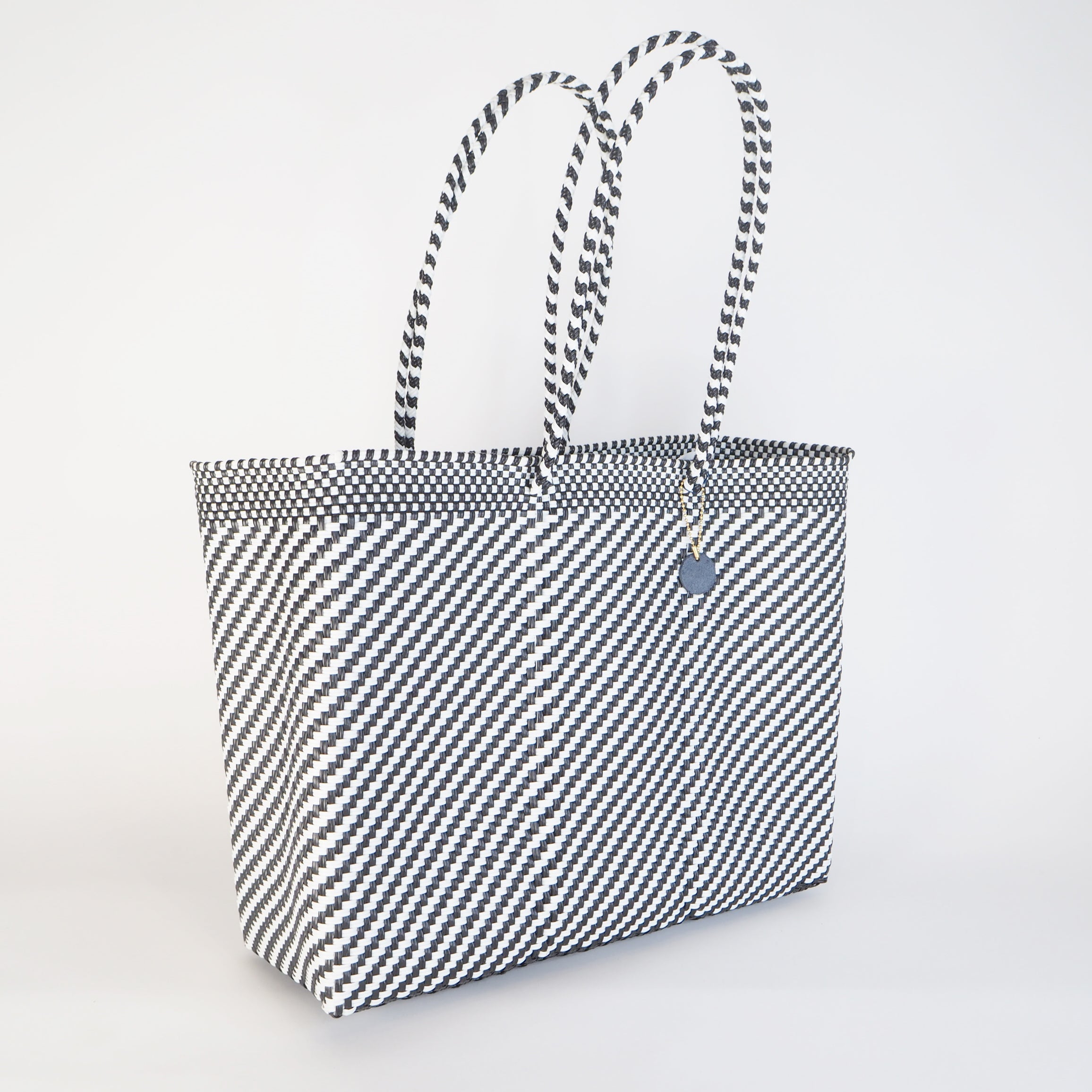 Mercado Bag Isabel  (Long handle)　Black × White