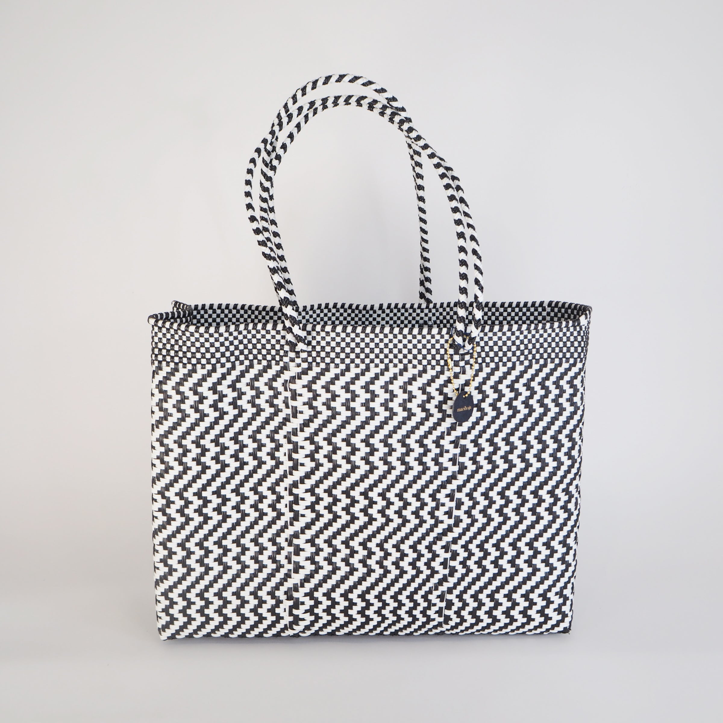 Mercado Bag Isabel  (Long handle)　Black × White