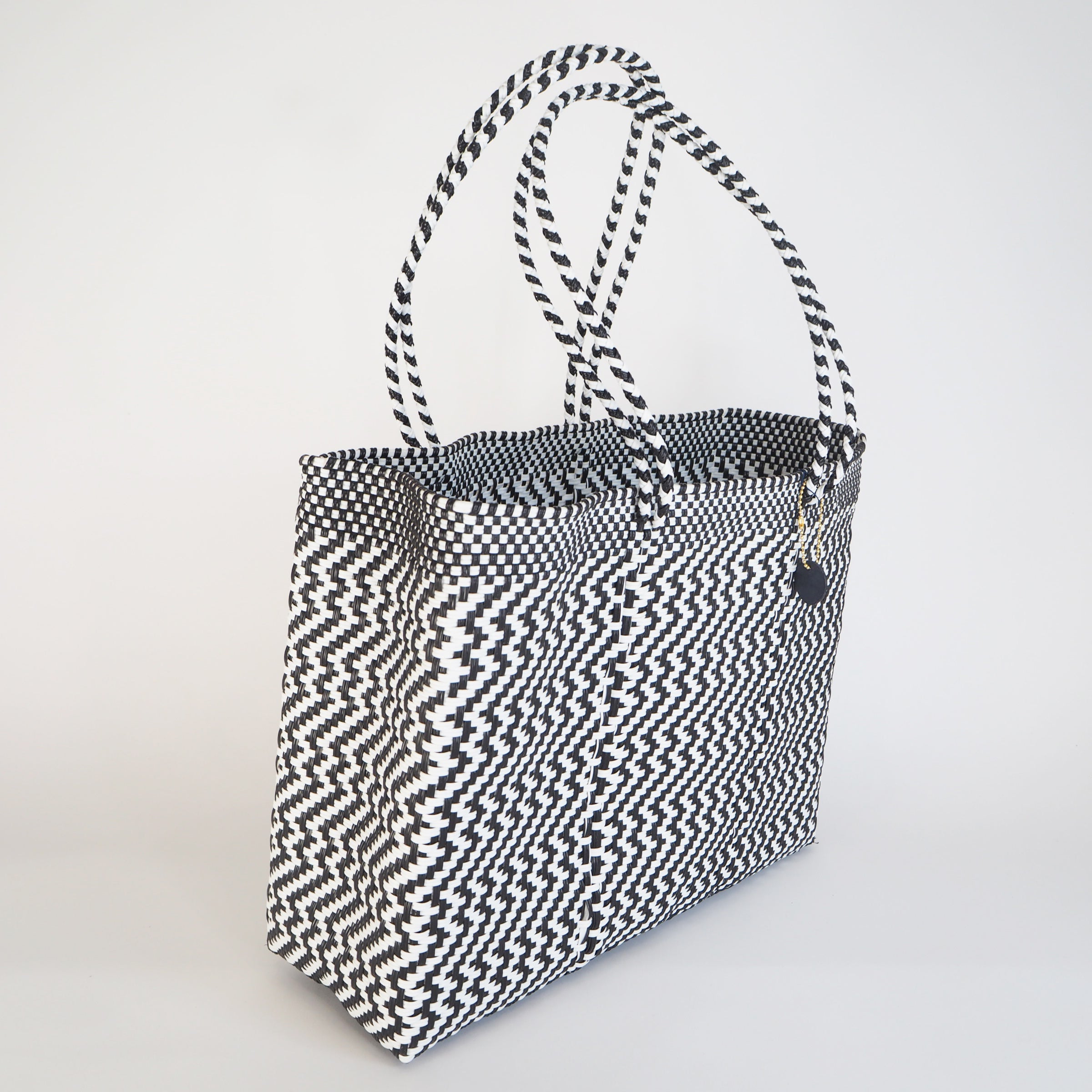 Mercado Bag Isabel  (Long handle)　Black × White