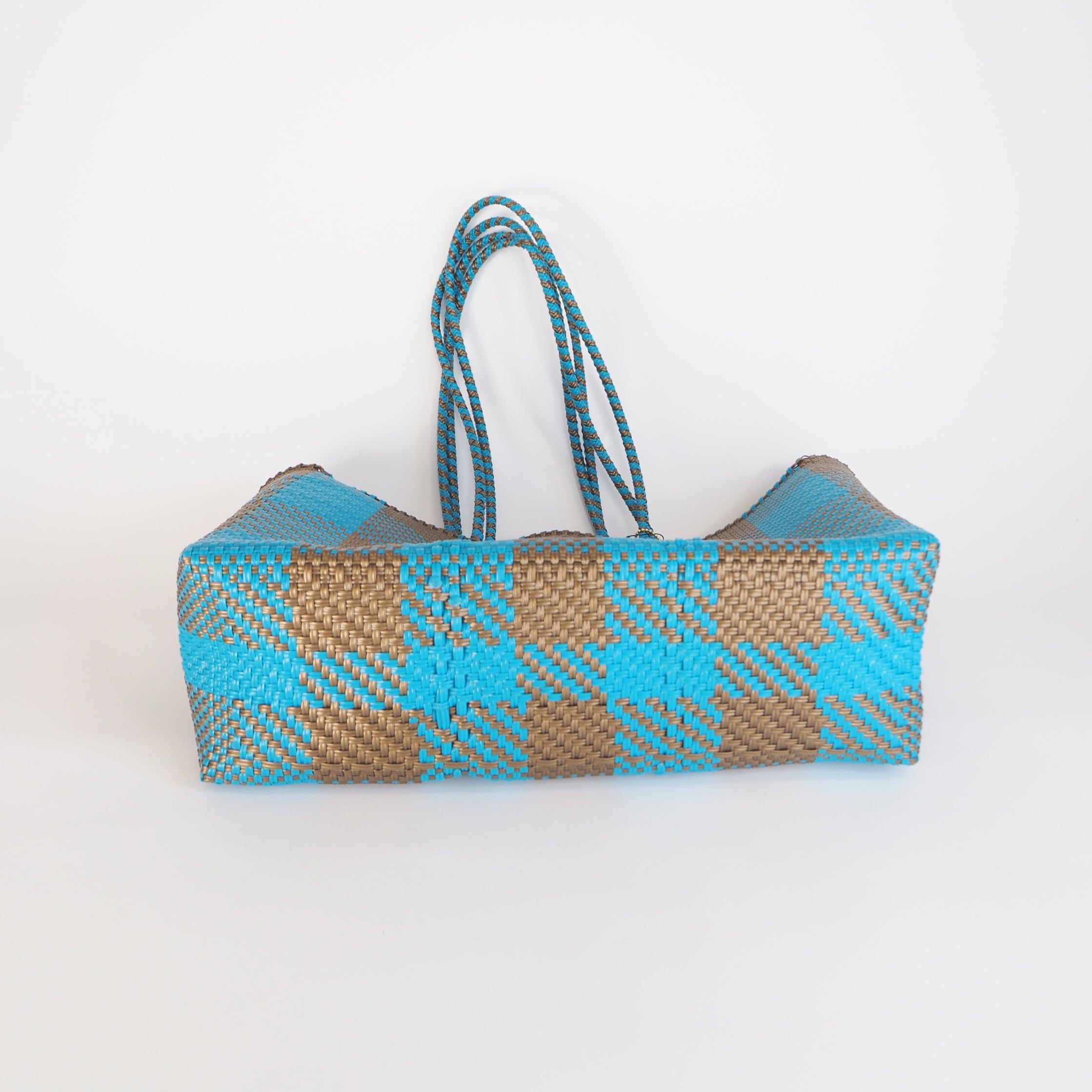 Mercado Bag Isabel  (Long handle)　Gold × turquoise blue