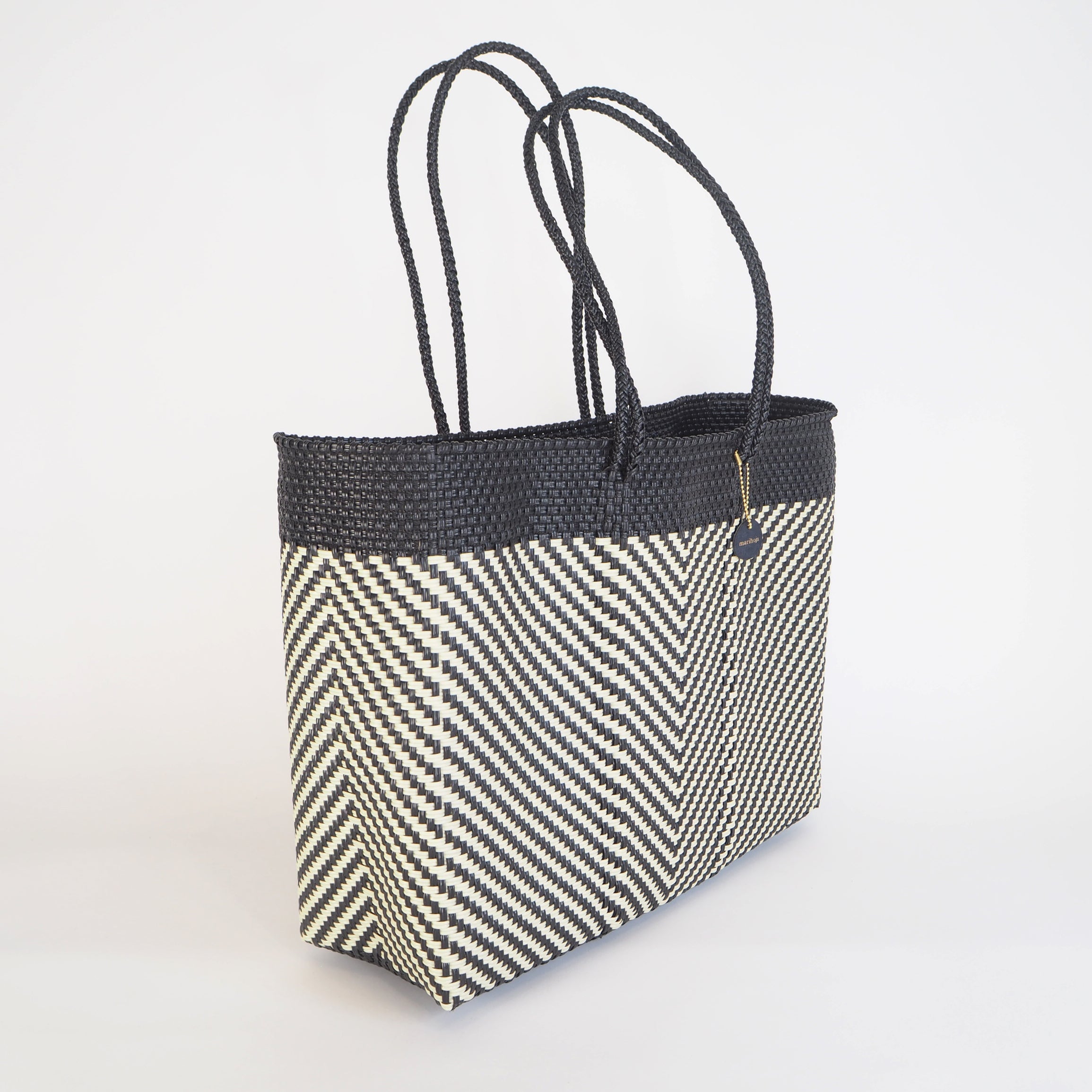 Mercado Bag Isabel  (Long handle)　Black × Cream