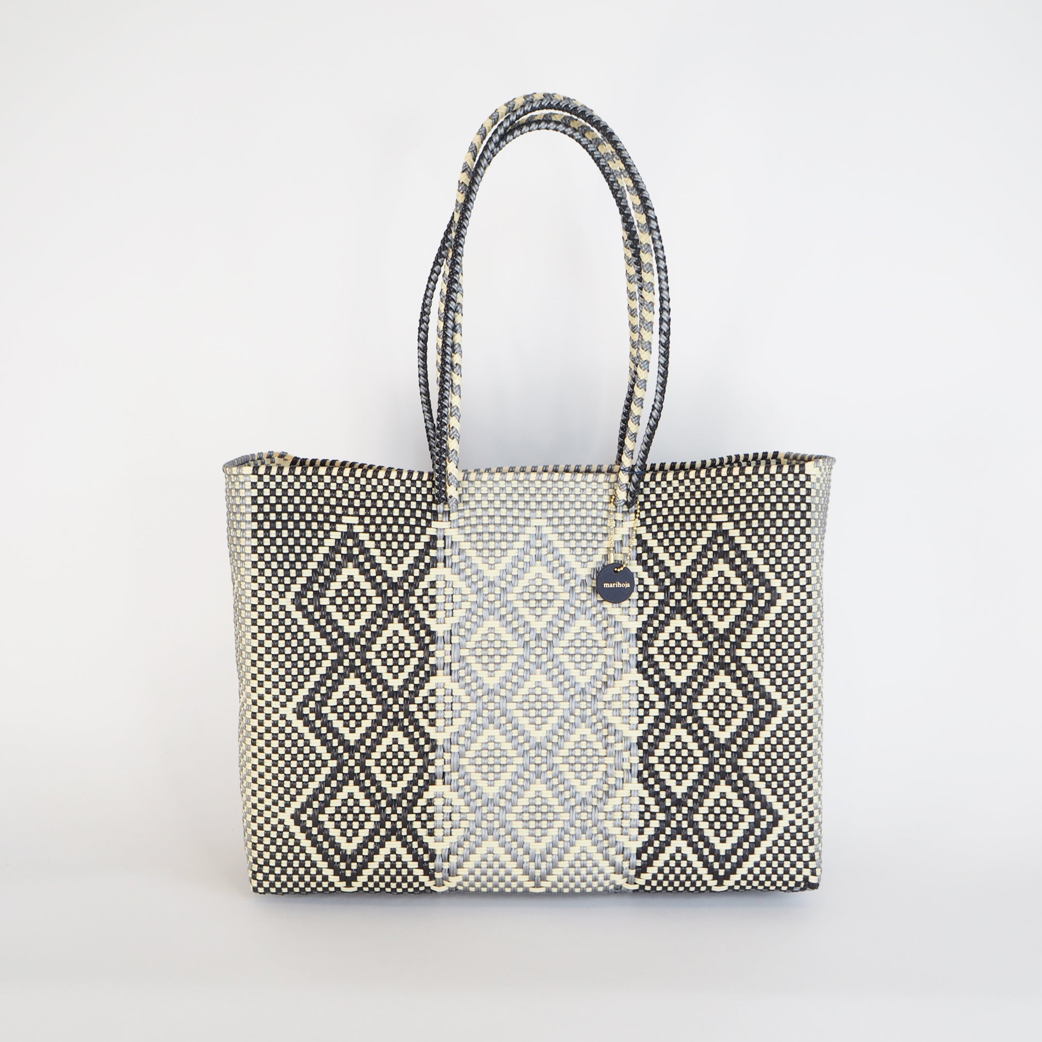 Mercado Bag Isabel  (Long handle)　Black & Silver & Cream
