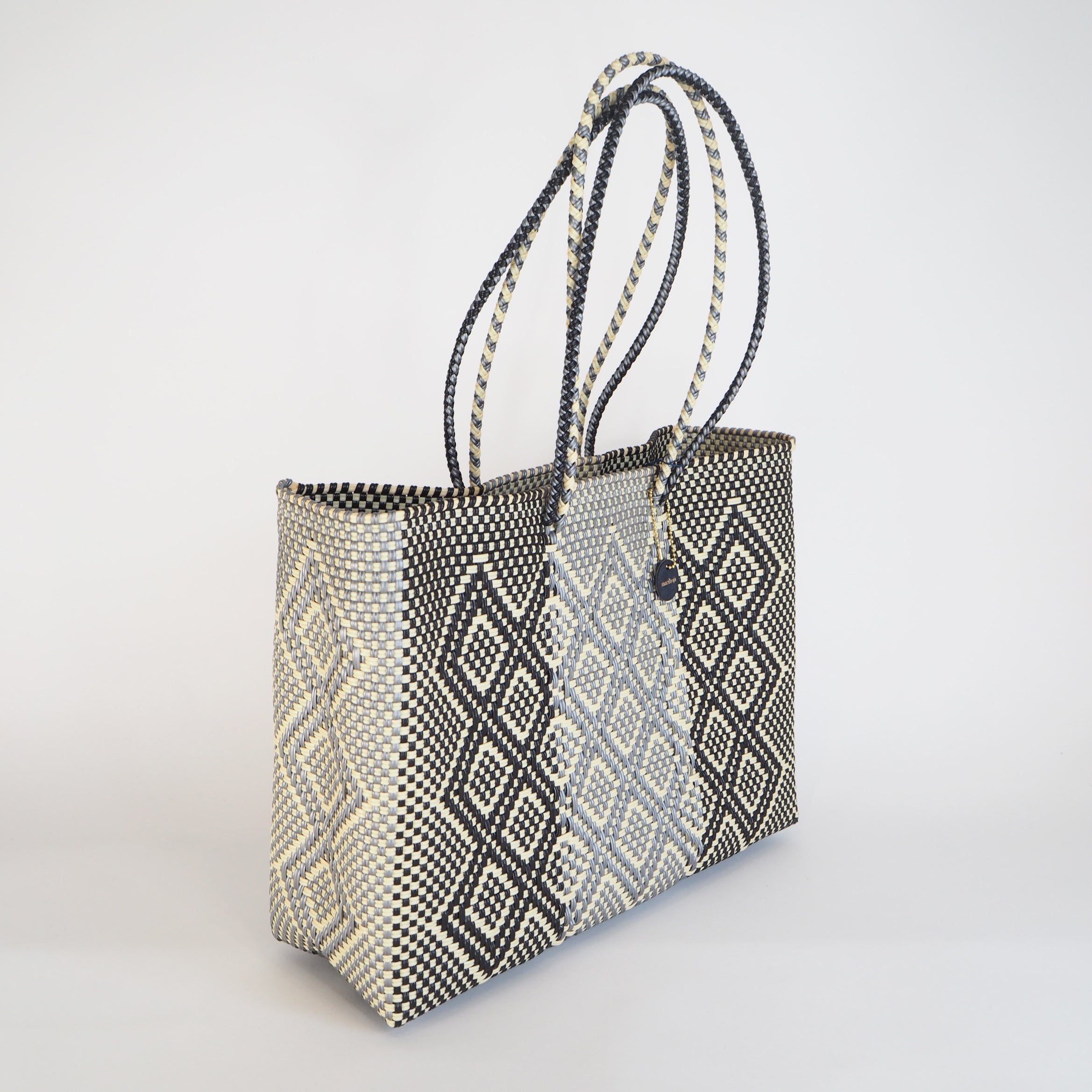 Mercado Bag Isabel  (Long handle)　Black & Silver & Cream