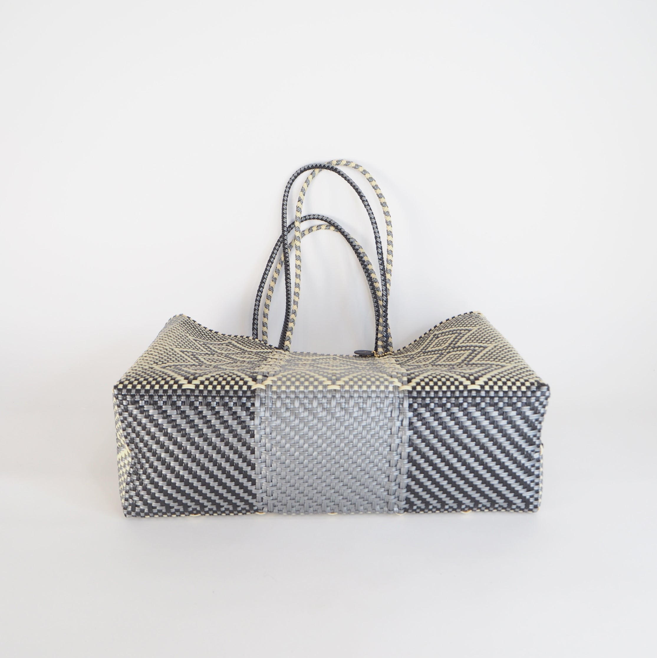 Mercado Bag Isabel  (Long handle)　Black & Silver & Cream