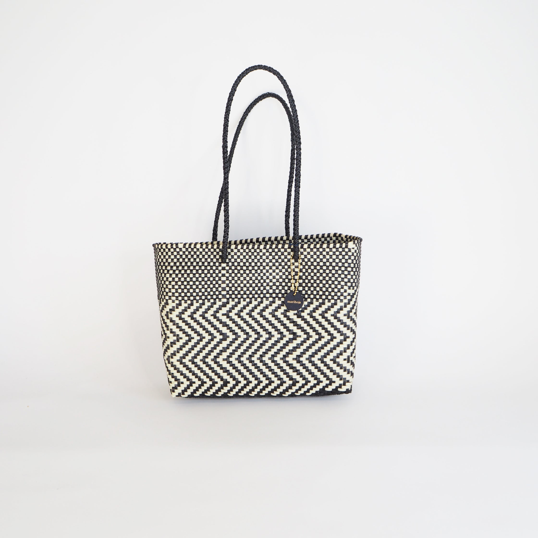 Mercado Bag Bianca (Long handle)　Black &Cream