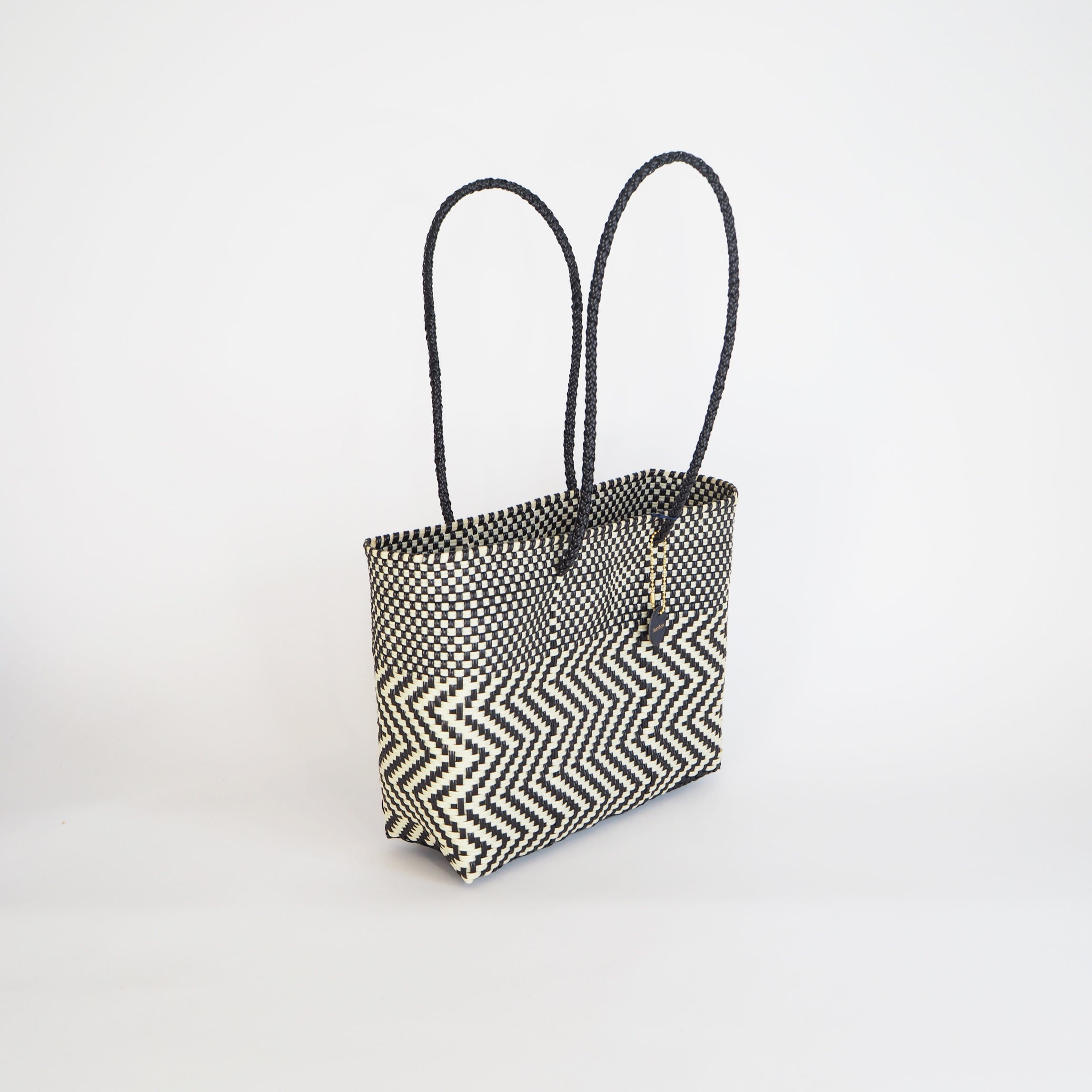 Mercado Bag Bianca (Long handle)　Black &Cream