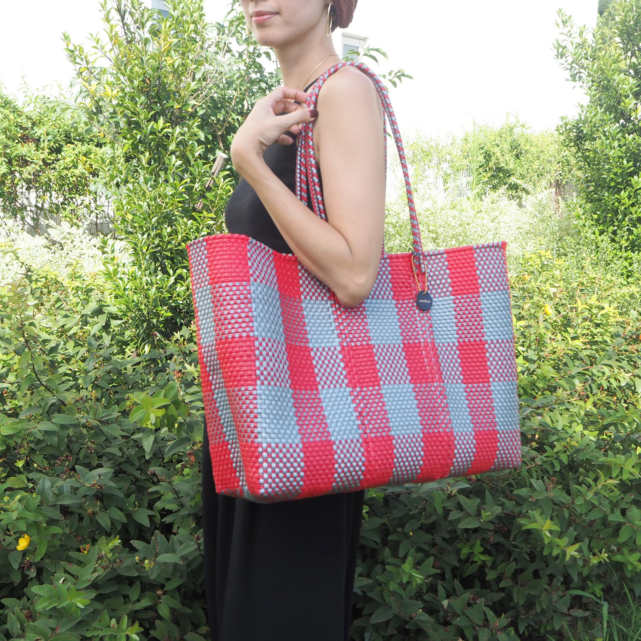 Mercado Bag Isabel (Long handle) Gold × turquoise blue