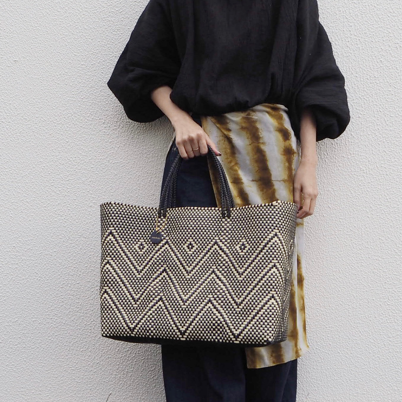 Mercado Bag " Isabel " / Black&Cream Black