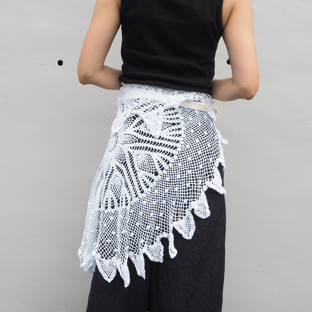 Vintage Lace Wrap Skirt _ white 6