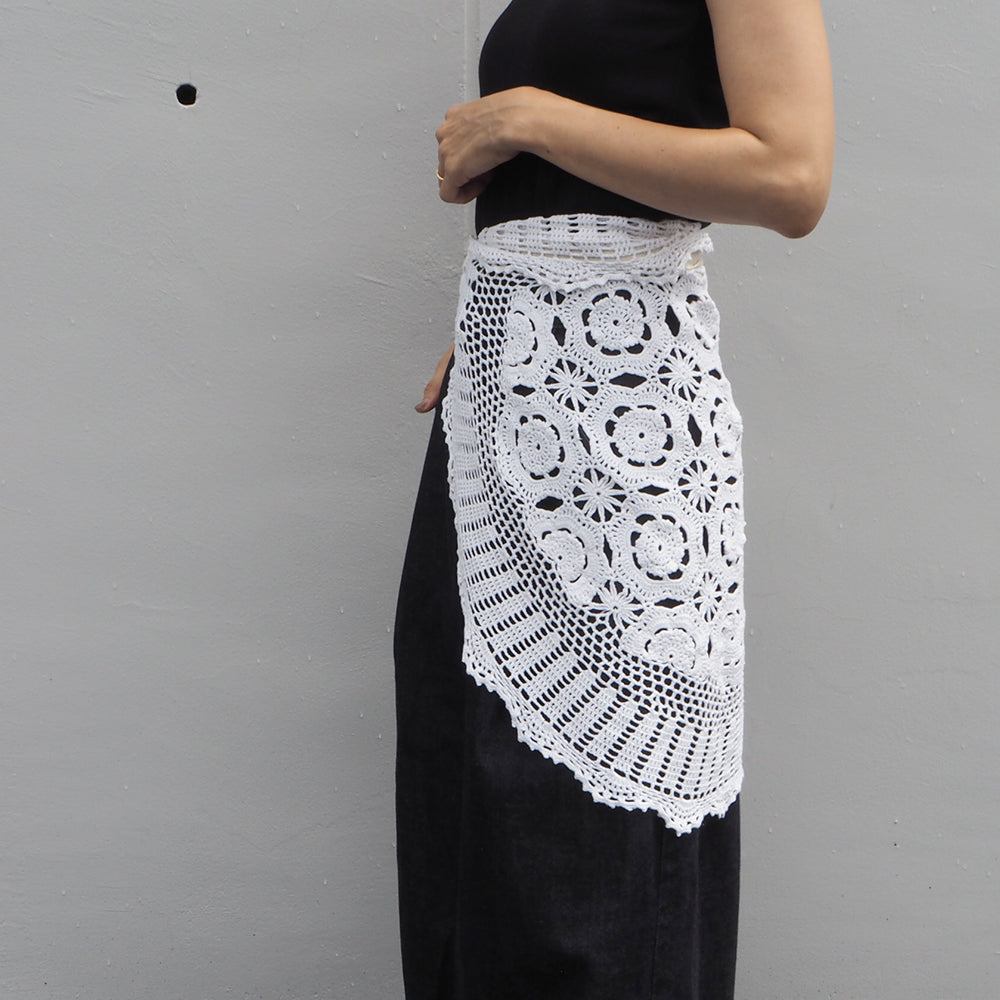 Vintage Lace Wrap Skirt _ white 7